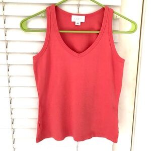 ANN TAYLOR LOFT V Neck Sleeveless Coral Peach OrangeTank Top XSmall Vintage